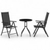 3-tlg. Bistro-Set Aluminium und Textilene Schwarz