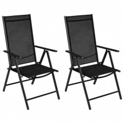 3-tlg. Bistro-Set Aluminium und Textilene Schwarz