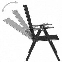 3-tlg. Bistro-Set Aluminium und Textilene Schwarz