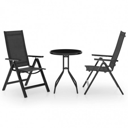 3-tlg. Bistro-Set Schwarz und Anthrazit