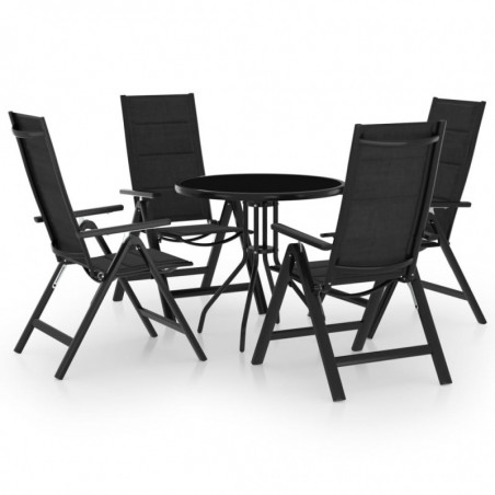 5-tlg. Bistro-Set Schwarz und Anthrazit