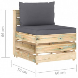 3-tlg. Garten-Lounge-Set mit Kissen Grün Imprägniertes Holz