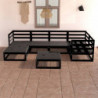 7-tlg. Garten-Lounge-Set Schwarz Massivholz Kiefer