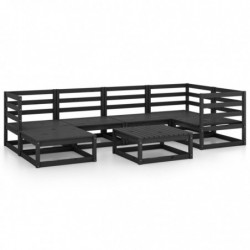 7-tlg. Garten-Lounge-Set Schwarz Massivholz Kiefer