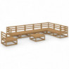 9-tlg. Garten-Lounge-Set Honigbraun Massivholz Kiefer