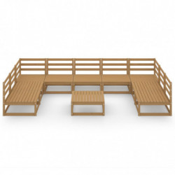 10-tlg. Garten-Lounge-Set Massivholz Kiefer