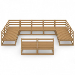 11-tlg. Garten-Lounge-Set Massivholz Kiefer