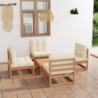 5-tlg. Garten-Lounge-Set mit Kissen Kiefer Massivholz