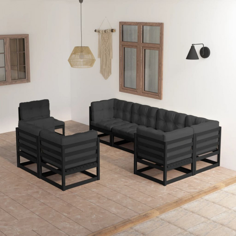 8-tlg. Garten-Lounge-Set mit Kissen Kiefer Massivholz