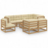 9-tlg. Garten-Lounge-Set mit Kissen Kiefer Massivholz