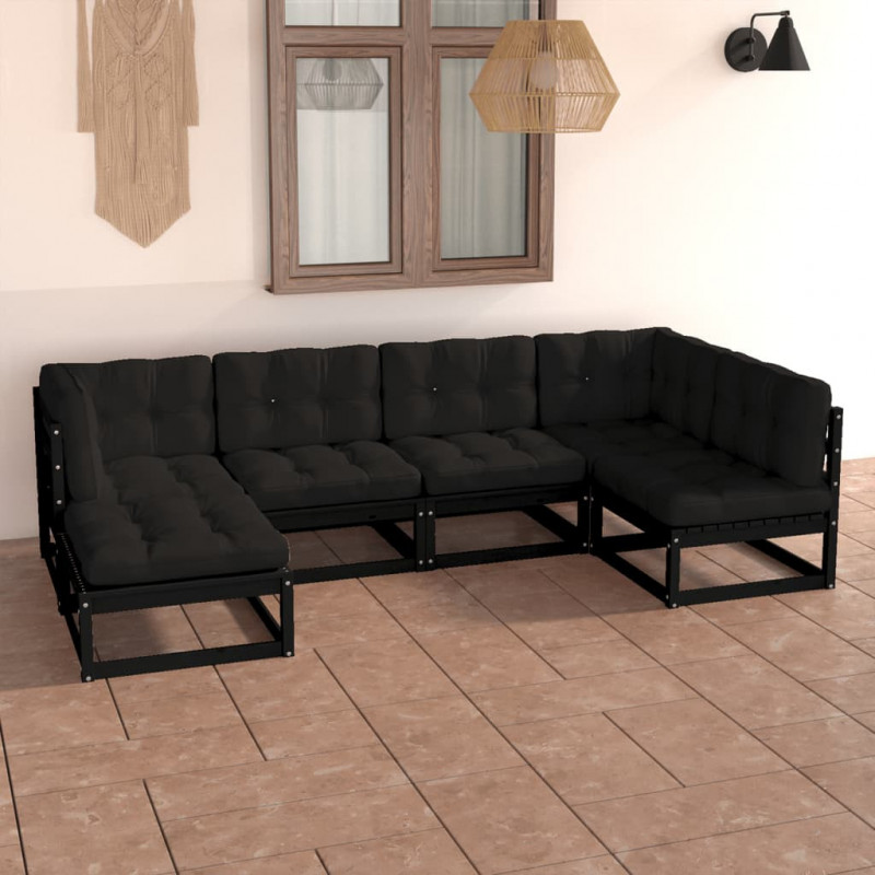 6-tlg. Garten-Lounge-Set mit Kissen Kiefer Massivholz