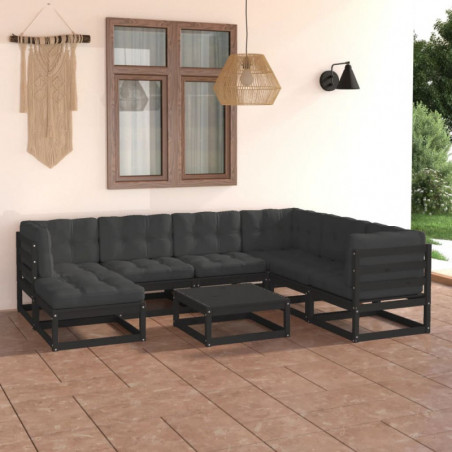 8-tlg. Garten-Lounge-Set mit Kissen Kiefer Massivholz