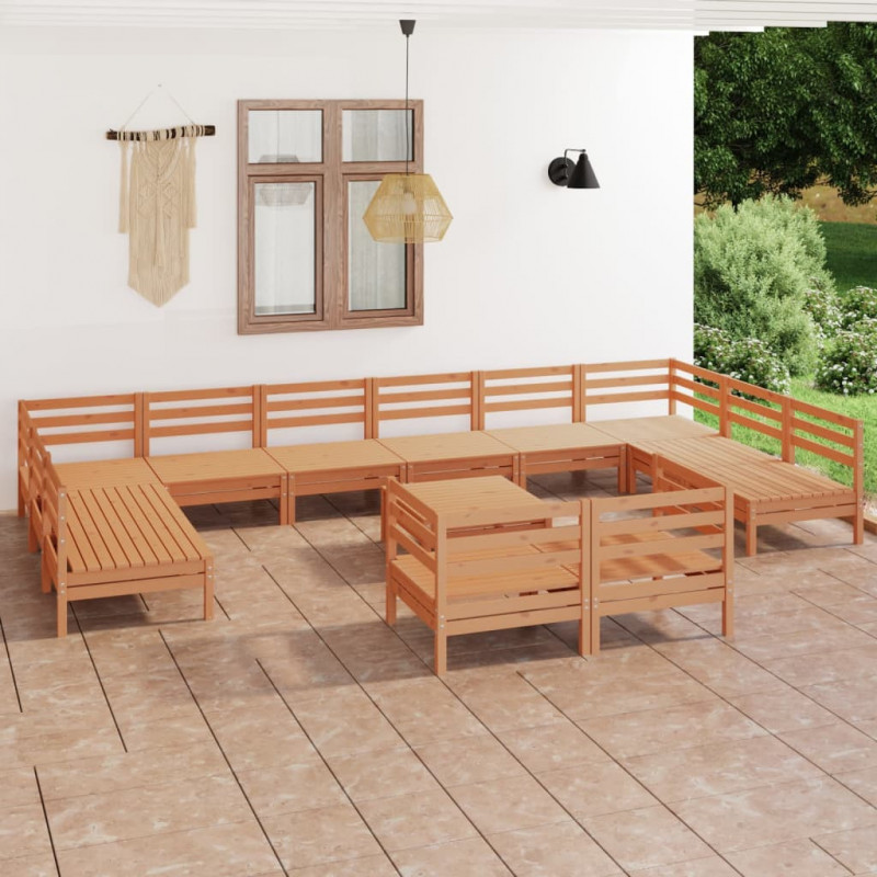 13-tlg. Garten-Lounge-Set Honigbraun Massivholz Kiefer