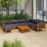 8-tlg. Garten-Lounge-Set mit Auflage Massivholz Akazie