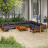 11-tlg. Garten-Lounge-Set mit Auflage Massivholz Akazie