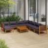 9-tlg. Garten-Lounge-Set mit Auflage Massivholz Akazie