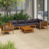 7-tlg. Garten-Lounge-Set mit Auflage Massivholz Akazie