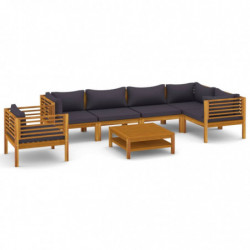 7-tlg. Garten-Lounge-Set mit Auflage Massivholz Akazie