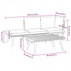 4-tlg. Garten-Lounge-Set mit Kissen Massivholz Akazie