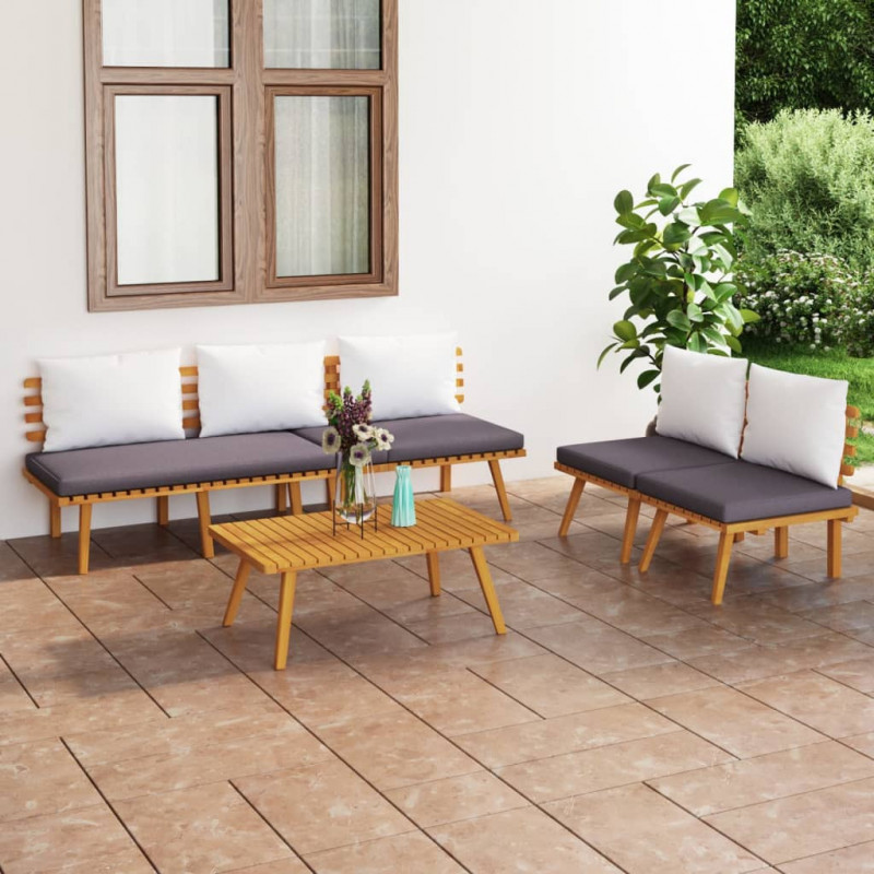 4-tlg. Garten-Lounge-Set mit Kissen Massivholz Akazie