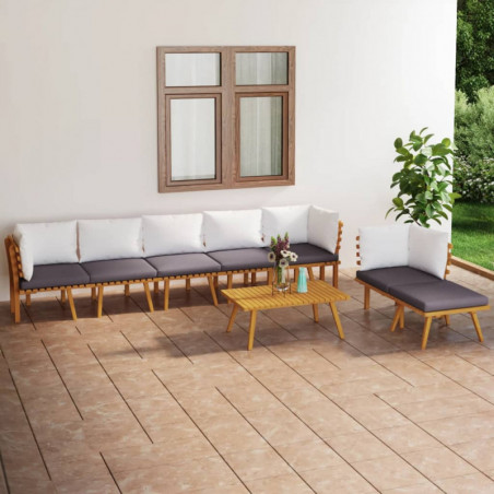 8-tlg. Garten-Lounge-Set mit Kissen Massivholz Akazie