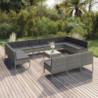 14-tlg. Garten-Lounge-Set mit Auflagen Poly Rattan Grau