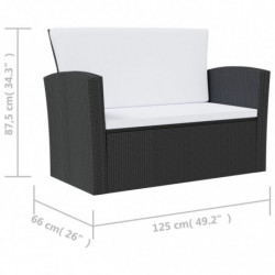 16-tlg. Garten-Lounge-Set mit Auflagen Poly Rattan Schwarz