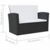 16-tlg. Garten-Lounge-Set mit Auflagen Poly Rattan Schwarz