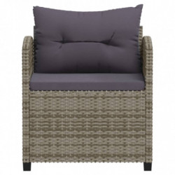 3-tlg. Garten-Lounge-Set mit Kissen Poly Rattan Grau