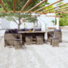 7-tlg. Garten-Lounge-Set mit Auflagen Poly Rattan Grau