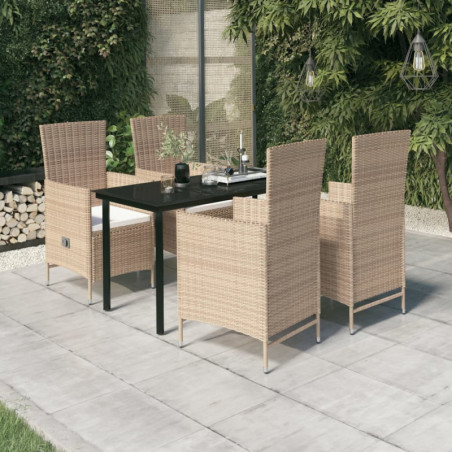 5-tlg. Garten-Essgruppe mit Kissen Beige