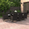 9-tlg. Garten-Essgruppe mit Kissen Poly Rattan und Glas