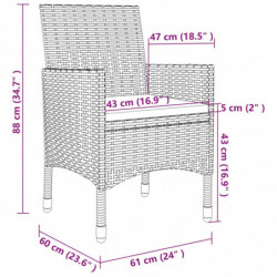 9-tlg. Garten-Essgruppe mit Kissen Poly Rattan und Glas