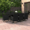 9-tlg. Garten-Essgruppe mit Kissen Poly Rattan und Glas