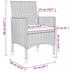 5-tlg. Garten-Essgruppe mit Auflagen Poly Rattan und Glas