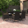 7-tlg. Garten-Essgruppe mit Auflagen Poly Rattan und Glas