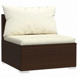 3-tlg. Garten-Lounge-Set mit Kissen Poly Rattan Braun