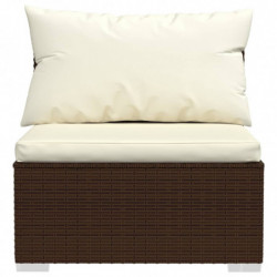 3-tlg. Garten-Lounge-Set mit Kissen Poly Rattan Braun