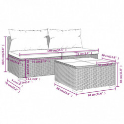 3-tlg. Garten-Lounge-Set mit Kissen Poly Rattan Braun