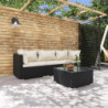 4-tlg. Garten-Lounge-Set mit Kissen Poly Rattan Schwarz