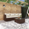 4-tlg. Garten-Lounge-Set mit Kissen Poly Rattan Braun