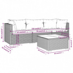 4-tlg. Garten-Lounge-Set mit Kissen Poly Rattan Braun