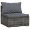 5-tlg. Garten-Lounge-Set mit Kissen Poly Rattan Grau