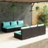 7-tlg. Garten-Lounge-Set mit Kissen Poly Rattan Schwarz