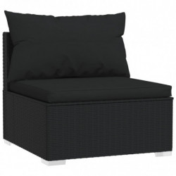 9-tlg. Garten-Lounge-Set mit Kissen Poly Rattan Schwarz