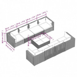 9-tlg. Garten-Lounge-Set mit Auflagen Poly Rattan Grau
