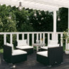 4-tlg. Garten-Lounge-Set mit Kissen Poly Rattan Schwarz