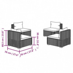 4-tlg. Garten-Lounge-Set mit Kissen Poly Rattan Grau