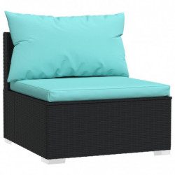 8-tlg. Garten-Lounge-Set mit Kissen Poly Rattan Schwarz