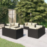 8-tlg. Garten-Lounge-Set mit Kissen Poly Rattan Schwarz